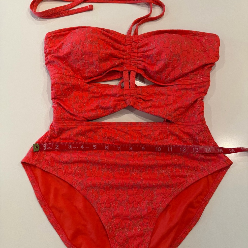 Jessica Simpson Coral Cutout Halter One-Piece Swimsuit Size Large - Picture 9 of 10